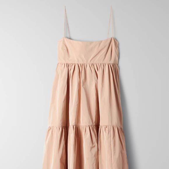 Aritzia Dresses & Skirts - Aritzia Wilfred Satire Dress Sleeveless taffeta dress - light peach
